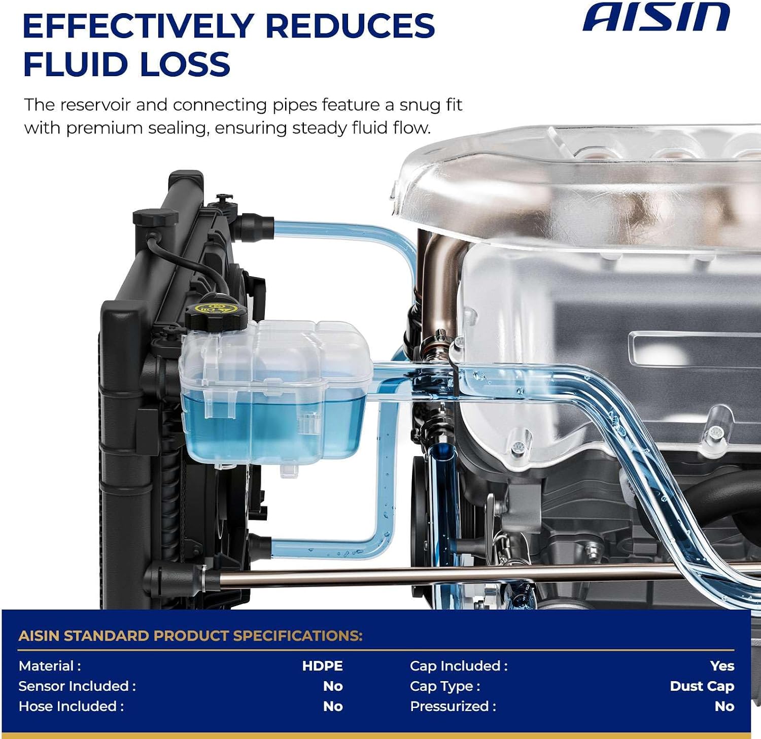 AISIN AFTERMARKET EXTVG-00279 Coolant Reservoir Expansion Tank with Cap