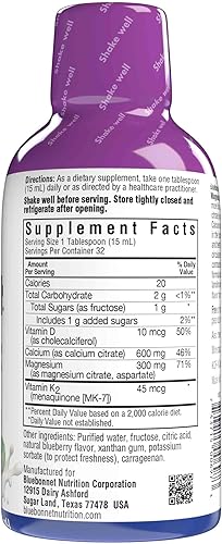 Miniatura 7 de Bluebonnet Nutrition Liquid Bone Support citrato de calcio, citrato de magnesio, vitamina D3, K2, para la salud ósea, sin OMG, sin gluten, sin soja,