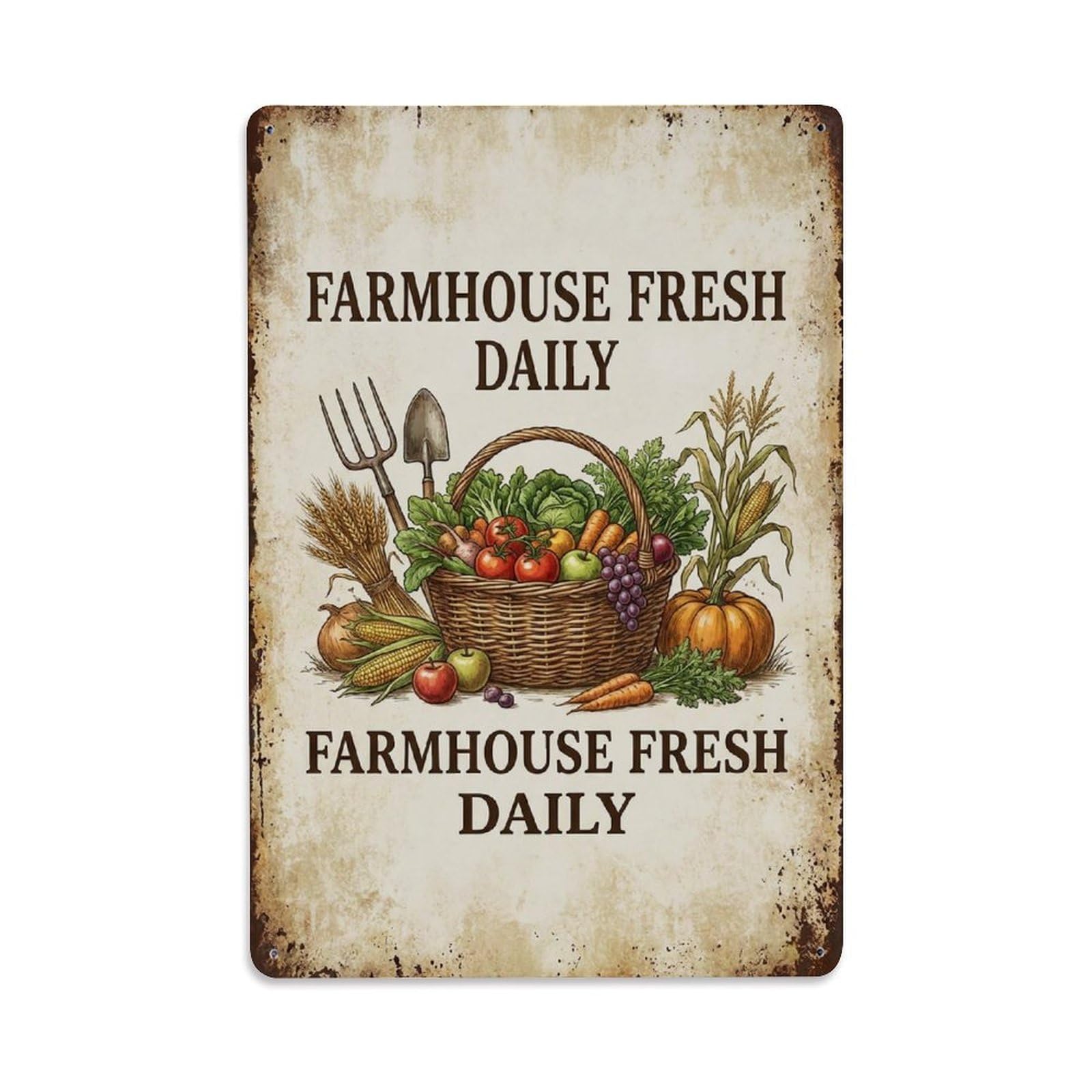 Farmhouse Fresh Daily Produce Market Metal Tin Sign