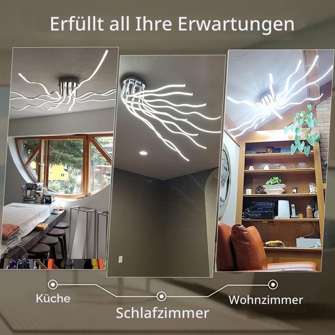 Led Deckenleuchte Dimmbar L140cm, Wohnzimmerlampe Deckenleuchte, Modern Deckenlampe Led Lampen Wohnzimmer Decke mit Fernbedienung,138W 10-Flammige 3000K-6500K Modern Schlafzimmerlampe Küche