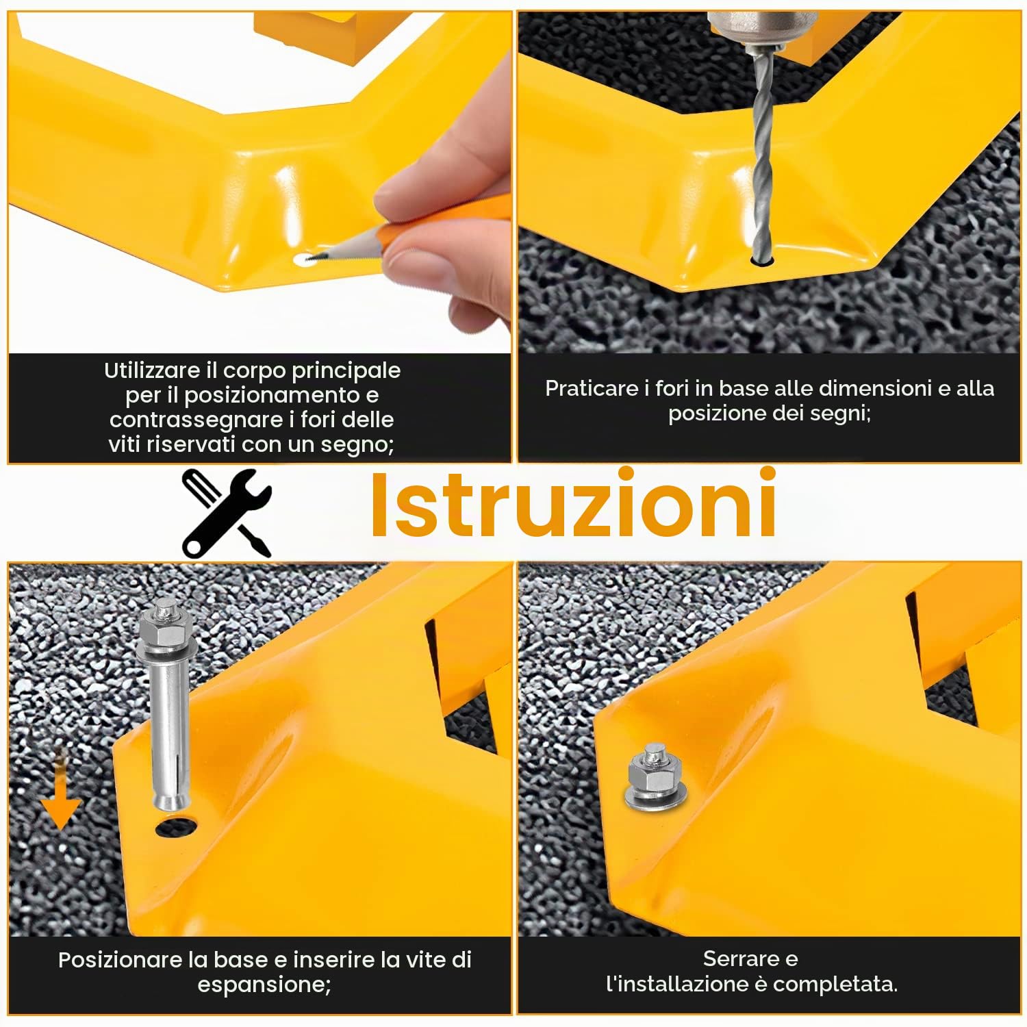 Ikodm 1 palo di parcheggio pieghevole, con 3 chiavi, blocco parcheggio, serratura universale per parcheggio, parcheggio, vialetto