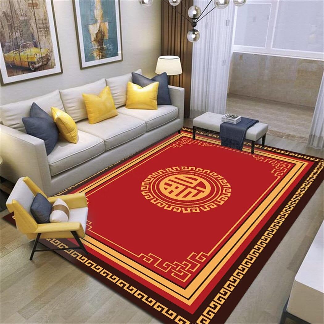 Tapis facile à nettoyer pour chambre à coucher adulte et salon rouge 120x170