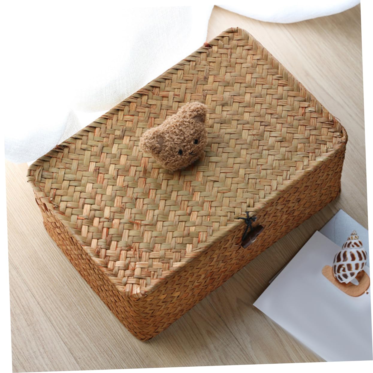 Gatuida 5 Pz cestino portaoggetti cesti portaoggetti cesta portaoggetti vimini scatole di immagazzinaggio con coperchi roti contenitore da tavolo organizer in paglia intrecciata Cannuccia