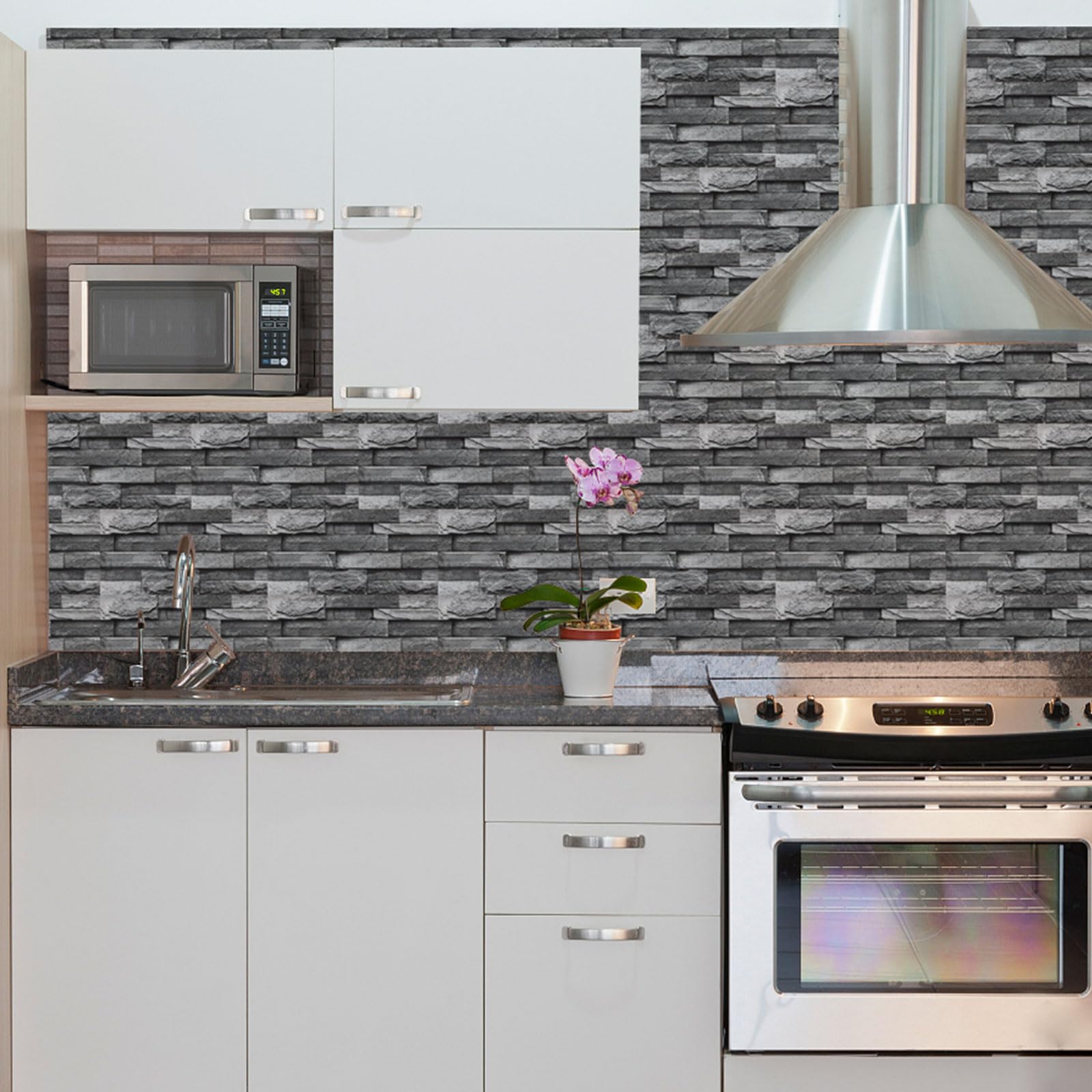 Hode Adesivi per piastrelle da cucina, bagno, 15 x 30, piastrelle autoadesive, per piastrelle, effetto piastrelle, 24 pezzi, colore grigio scuro
