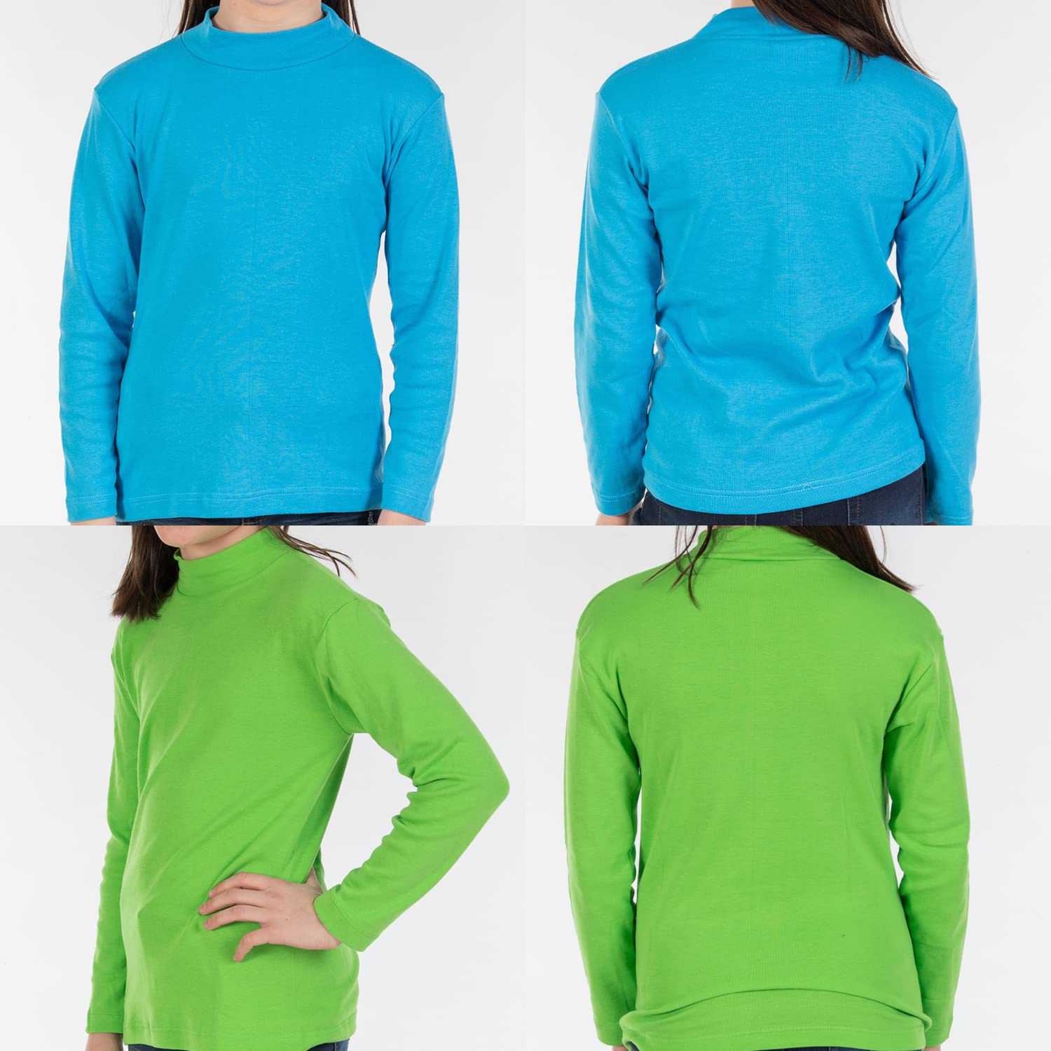 Pack de 2 Semicisne Lacotex Infantil L127 de Algodón, Manga Larga, Cuello Medio. Camiseta Unisex con Interior Cálido.