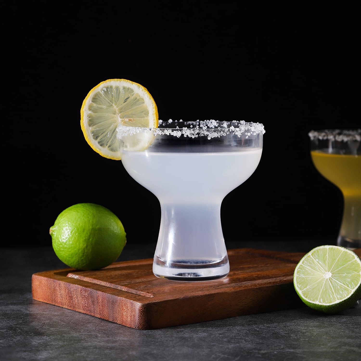 10.3oz Stemless Margarita & Martini Glasses Sets, Modern Coupe Cocktail Glasses, Lead-Free Crystal Glassware for Margaritas, Martinis, Daiquiris, Bar & Party Drinkware (clear-4pcs)