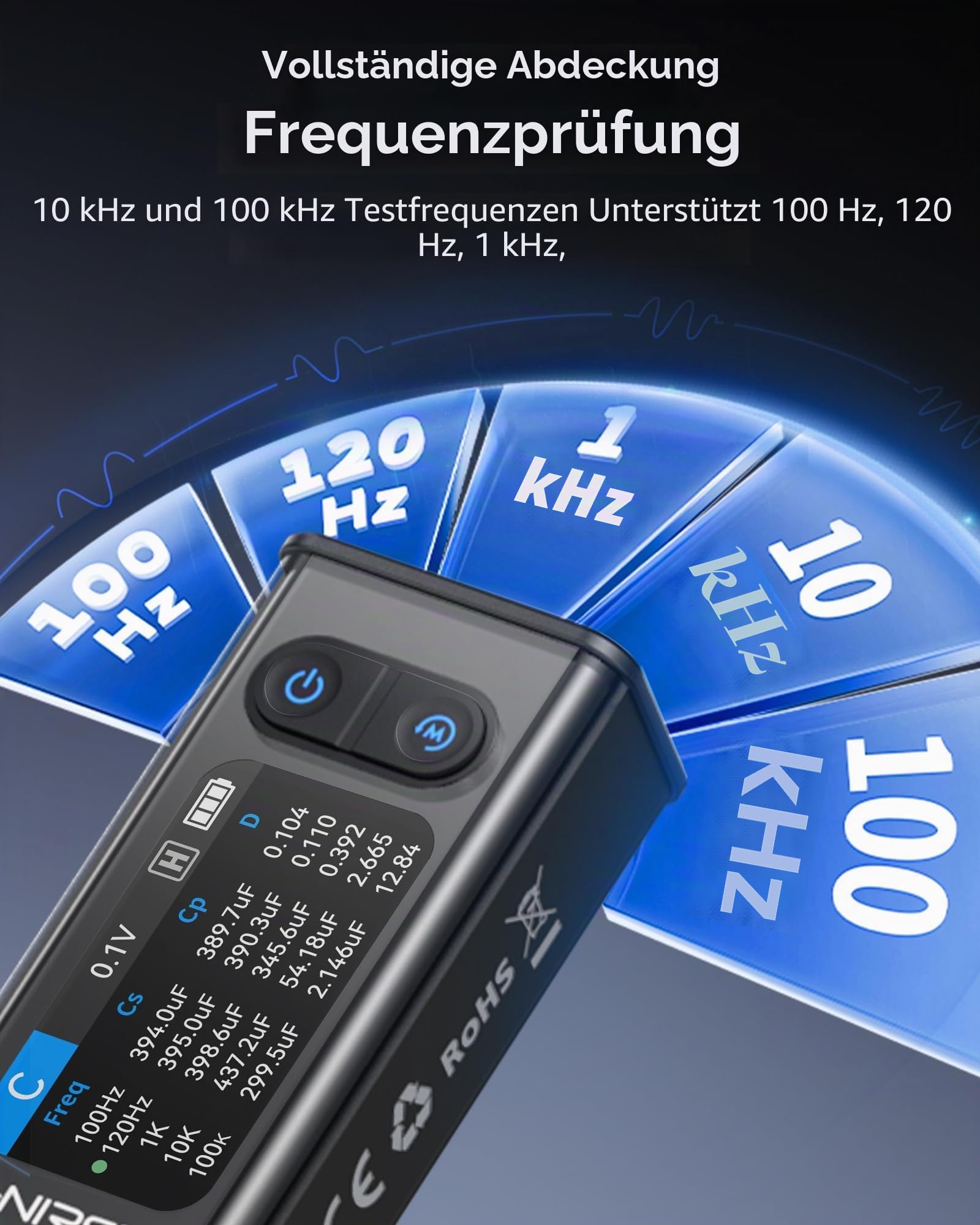 FNIRSI LCR-ST2 100kHz LCR-ESR-Meter mit Stromzangen, Automatischer Vergleichs- und Sortierfunktion, Prüft Widerstände, Kondensatoren, Induktivitäten, Dioden, Spannungen, Durchgang, Vollband-Scan