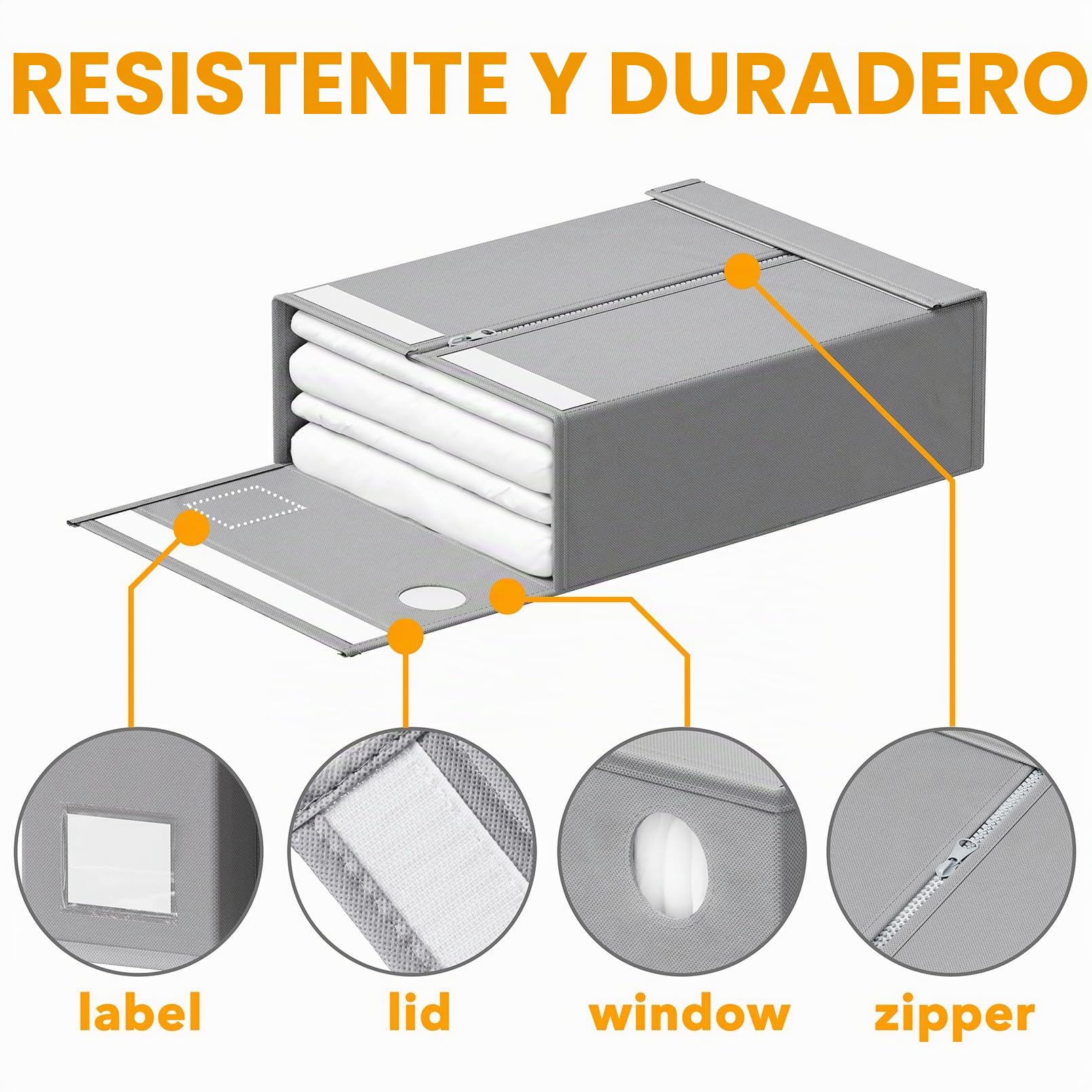 SpaceAid Paquete de 4 organizadores de sábanas y almacenamiento, organizador de sábanas plegable para armario de lino, juego de sábanas con ventana XL (tamaño Queen y King), contenedor organizador de
