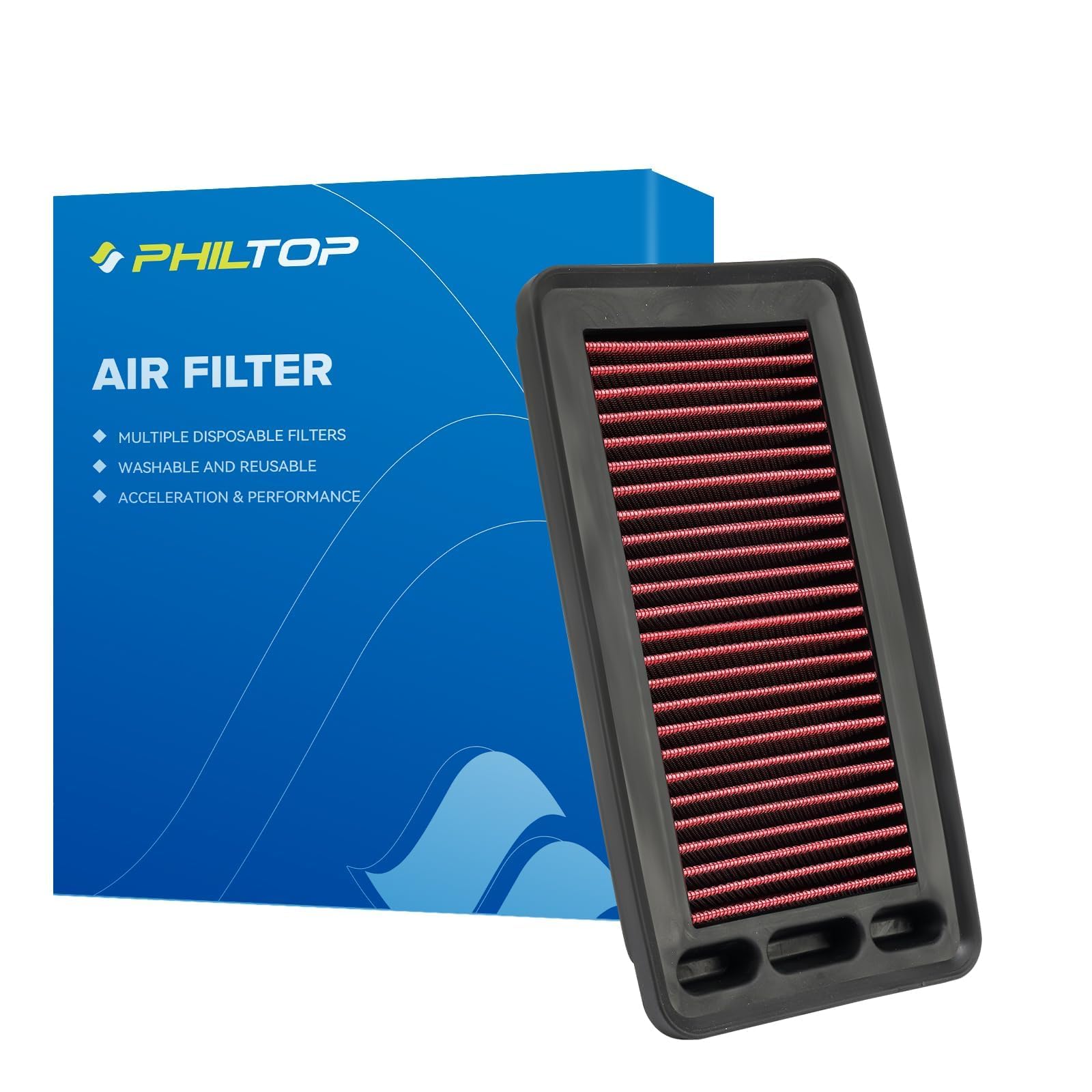 PHILTOP Engine Air Filter, High Performance, Premium, Washable,Replacement Car Air Filter for CA12050, 2017-2022 CR-V, 2016-2021 Civic, 2017-2020