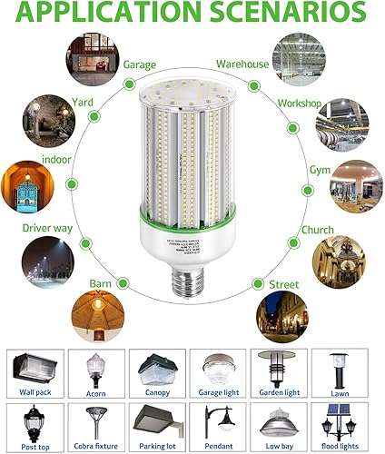 Miniatura 3 de Bombilla LED de maíz de 80 W, 250 W, halogenuros metálicos HPS CFL HID de repuesto LED, base Mogul E39 de 5000 K, para iluminación de calle y área,