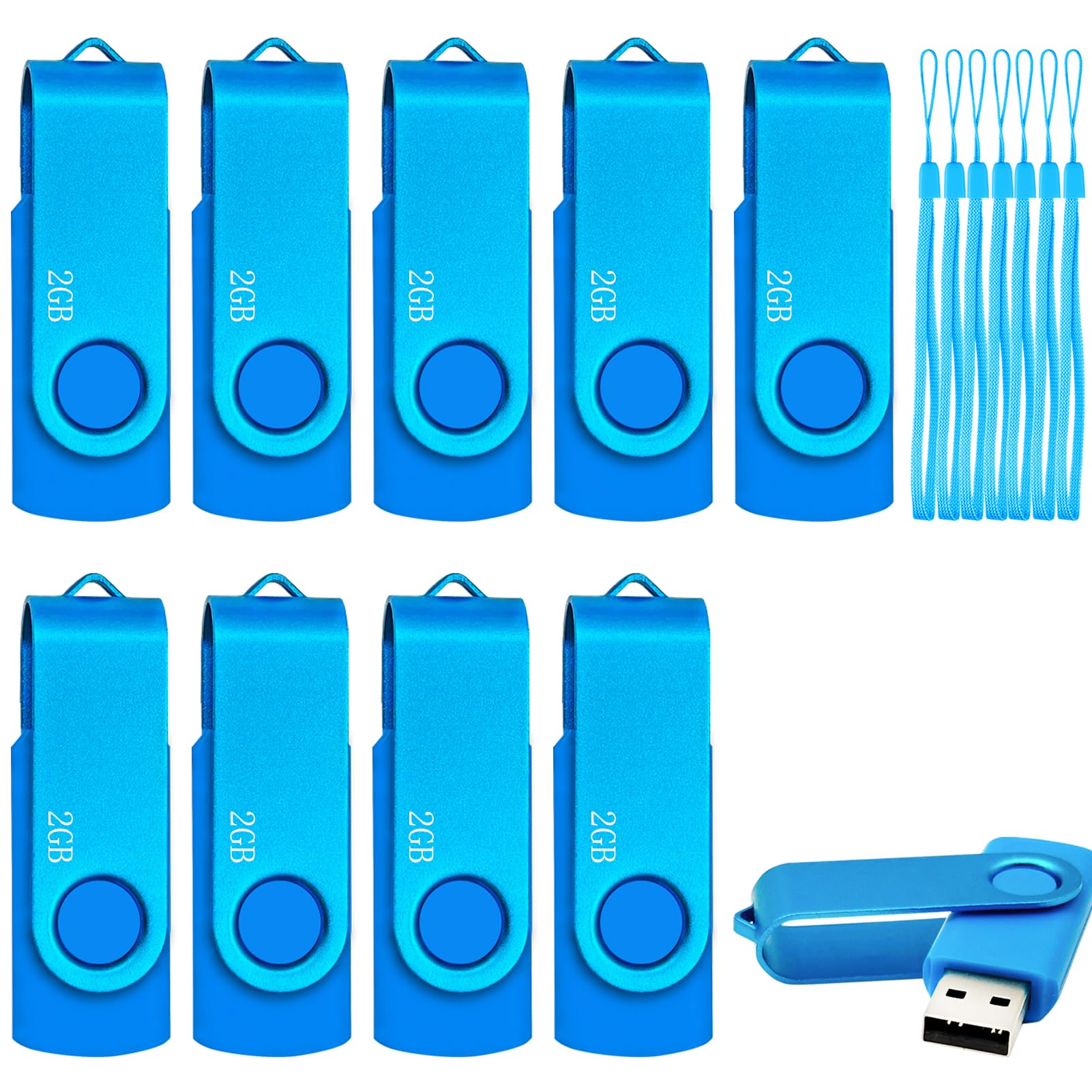 2GB USB 2.0 Flash Drive 10 Pack Nicepicten Pendrive Swivel Thumb Drives Jump Drives Zip Drive USB Memory Stick Thumbdrive Flashdrive Ideal for Home