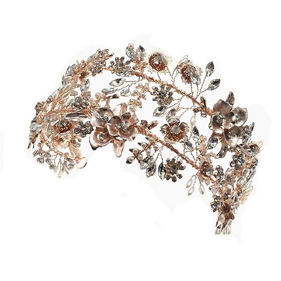 ROSEEDEN Bridal Crystal Rhinestone Faux Pearl Hair Piece Brides Hair Jewelry Women Headpieces Hair Accessories