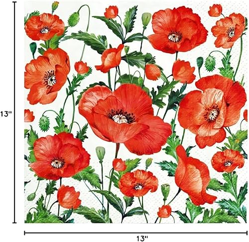 Miniatura 9 de AM Décor - 20 servilletas de papel suaves de 3 capas de papel de papel de Decoupage de 13 x 13 pulgadas (desplegadas) (Flanders Poppy, 13 x 13