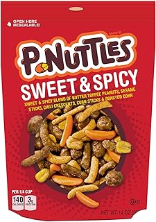 P-nuttles Sweet & Spicy Butter Toffee Peanuts Resealable Bag - Made in the USA, Kosher, Butter Toffee Peanut Snack Mix (14 Ounces)
