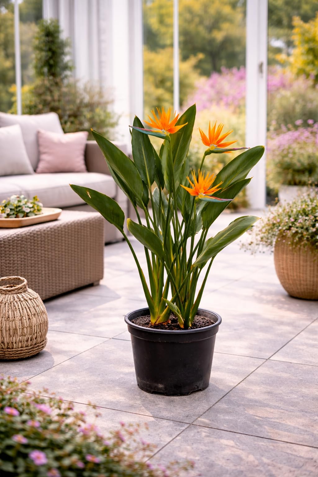 Strelitzia reginae 80–100 cm – Paradiesvogelblume, exotische Zimmerpflanze, 2–3 Pflanzen im Topf, 5–6 Jahre alt, pflegeleicht, dekorativ für Wohnzimmer, Büro & Wintergarten