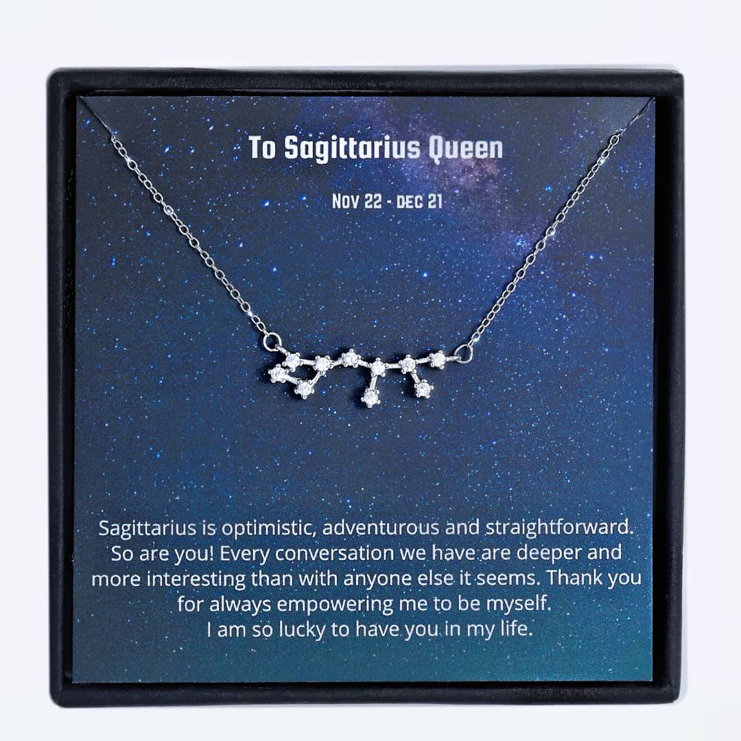 Coco Jewelry 925 Sterling Silver CZ Astrology 12 Constellation Horoscope Sign Astrology Zodiac Star Necklace Birthday Gifts for Women Girls,18-20 inch