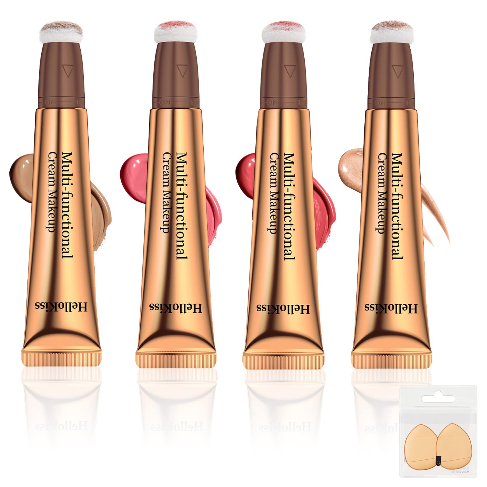 Iluminador Liquido 4 Color Contorno Maquillaje Highlighter Contouring Maquillaje Barra Contorno en Crema Liquid Blush Contour Beauty Wand Stick con Aplicador de Almohadilla Incorporado Dar 2 Bocanada