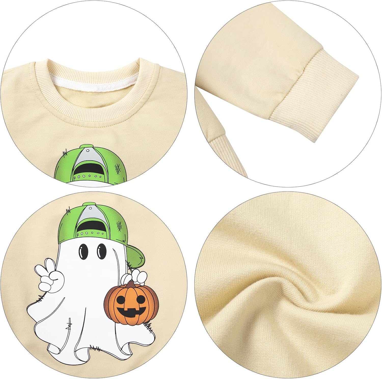 Girl Boy Pumpkin Ghost Pullover Long Sleeve Cute Spooky Tops Halloween Sweatshirt - Image 6