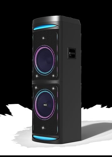 Hisense HP600 500W Party Speaker with Built-in Subwoofer, 2.0 CH Bluetooth 5.3, DJ Effects, Bass Boost, Vocal Fader, Recording, TWS, USB/AUX/Guitar/Mic Inputs, Black
