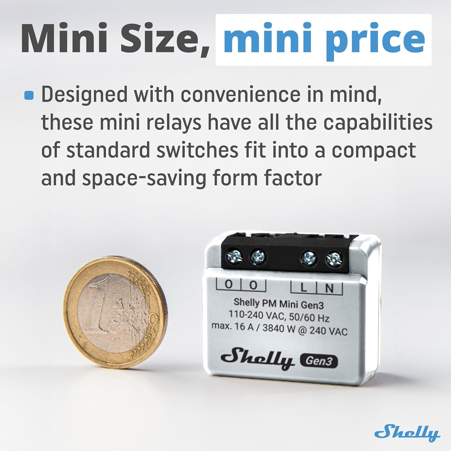 Shelly PM Mini Gen 3 | 4er Pack | Wlan & Bluetooth Smart Power Meter 1 Kanal 16 A | Hausautomation | Kompatibel mit Alexa und Google Home | iOS-Android-App | Kein Hub erforderlich