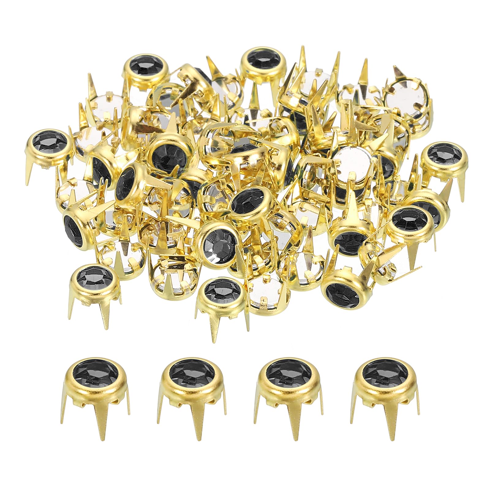 60 Strass Nieten Set - Silber & Blau Für Jeans, Leder & DIY Projekte