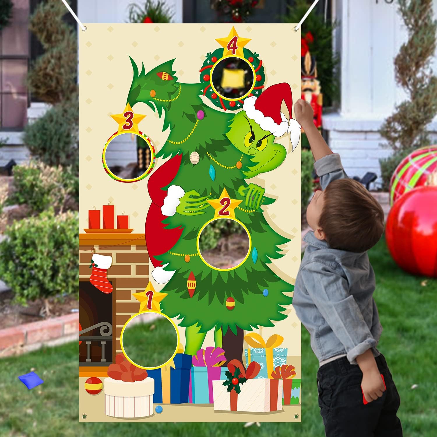 Green Christmas Tree Party Toss Game,Christmas Bean Bag