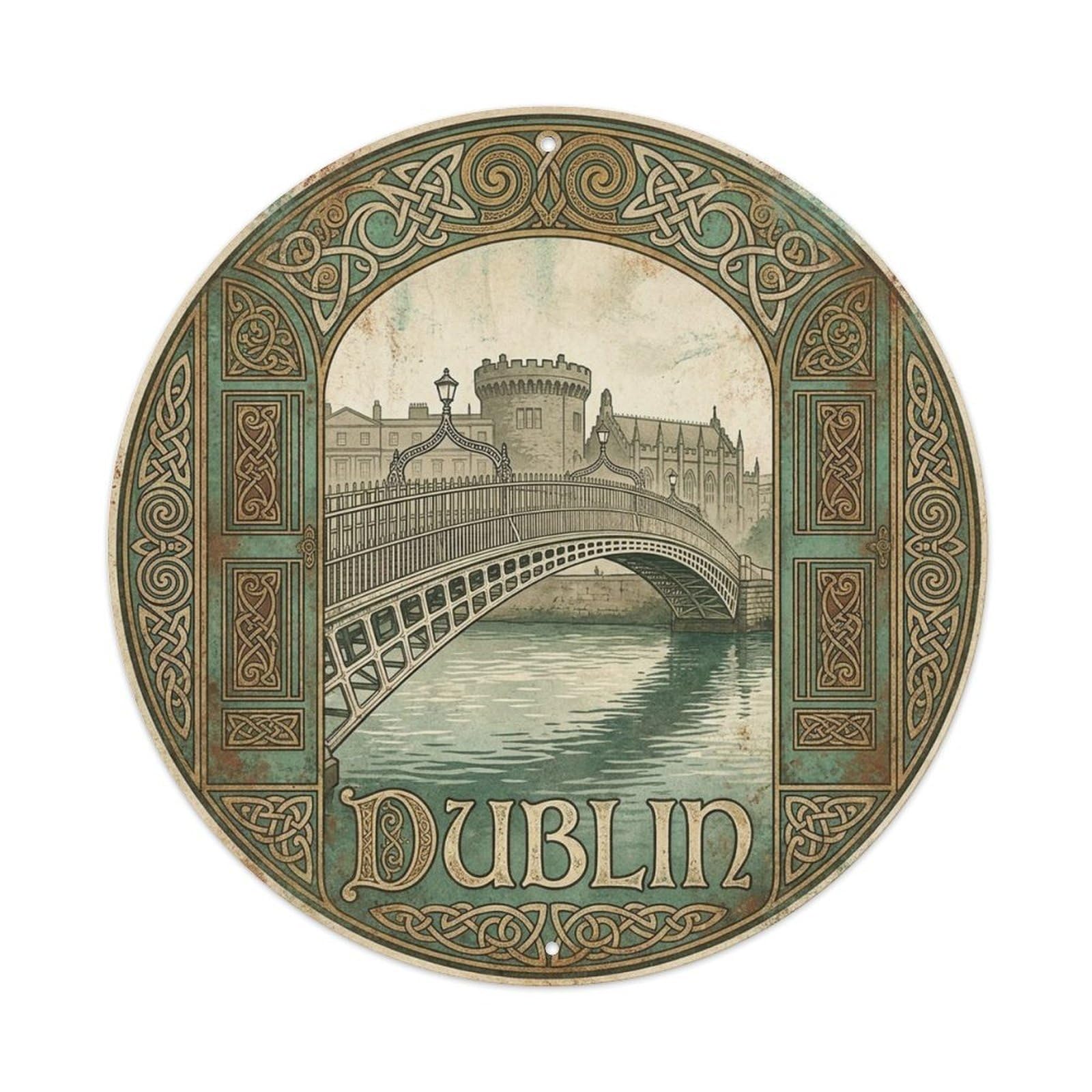 Dublin Ireland Vintage City Travel Landmark Metal Tin Sign