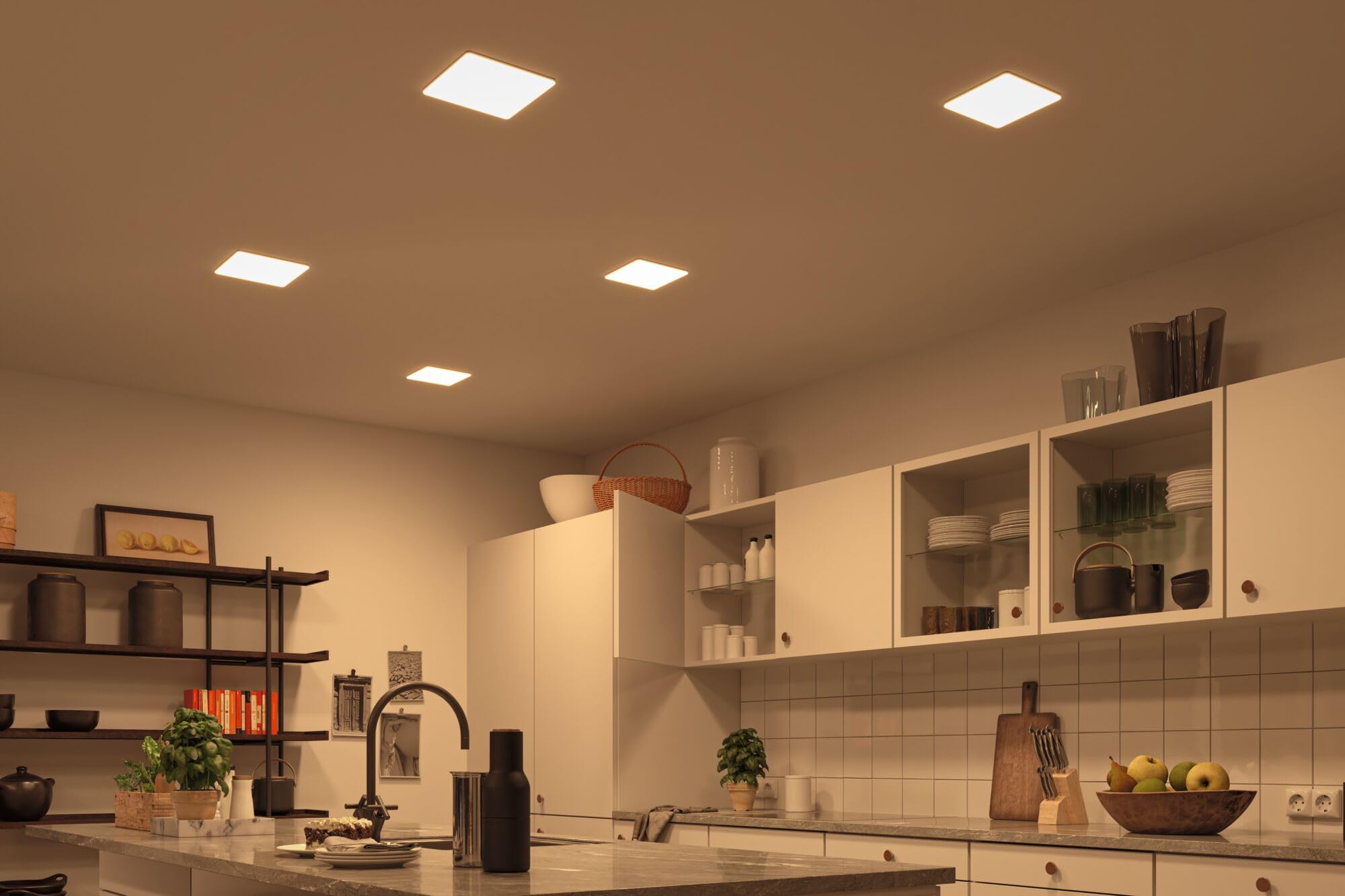 Paulmann 95379 panel LED, oprawa wpuszczana Veluna VariFit, IP44 White Switch 185x185mm czworok., w kompl. oprawa sufit.1x14 W przezr.tw.szt.3000 K