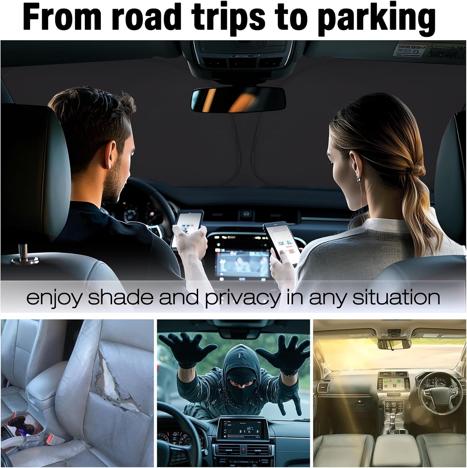 YGYQZ Sun Protection Car Windscreen for Ford Focus 2019-2024, Foldable Car Sun Shade for Windscreen, Reinforced Reflective Sun Visor for Blocking UV Rays image 5