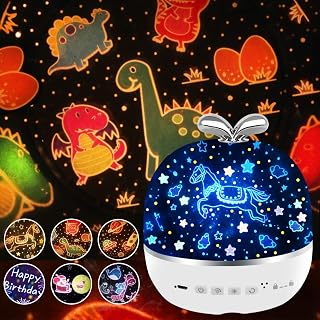 Rechargeable Star Night Light Projector, 6 Projector Films Night Projector, 360 Degree Rotation Projector Light, 8 Colorful Modes with USB Cable for Baby Nursery, Kid Room Decor