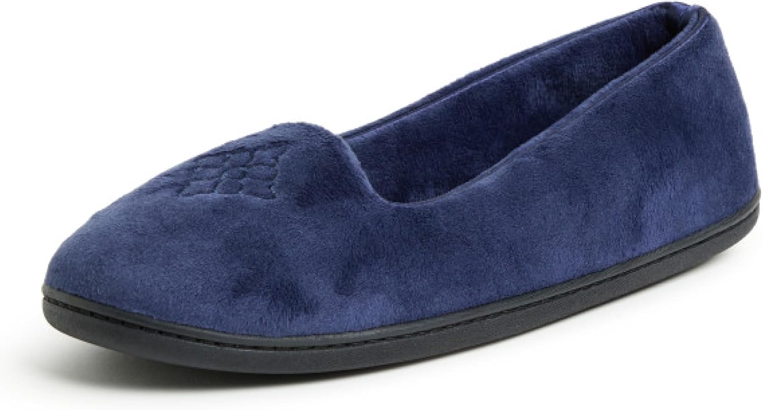 Dearfoams Women's Rebecca Memory Foam Closed Back Slipper with Wide Widths