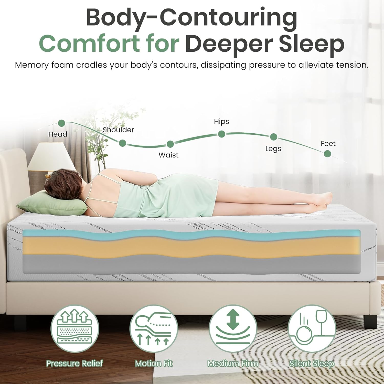 California King Mattress,10 inch Cooling Gel Memory Foam Mattresses, Removable Washable Cover, Cal King Mattress in a Box, Medium Firm, CertiPUR-US,Made in USA