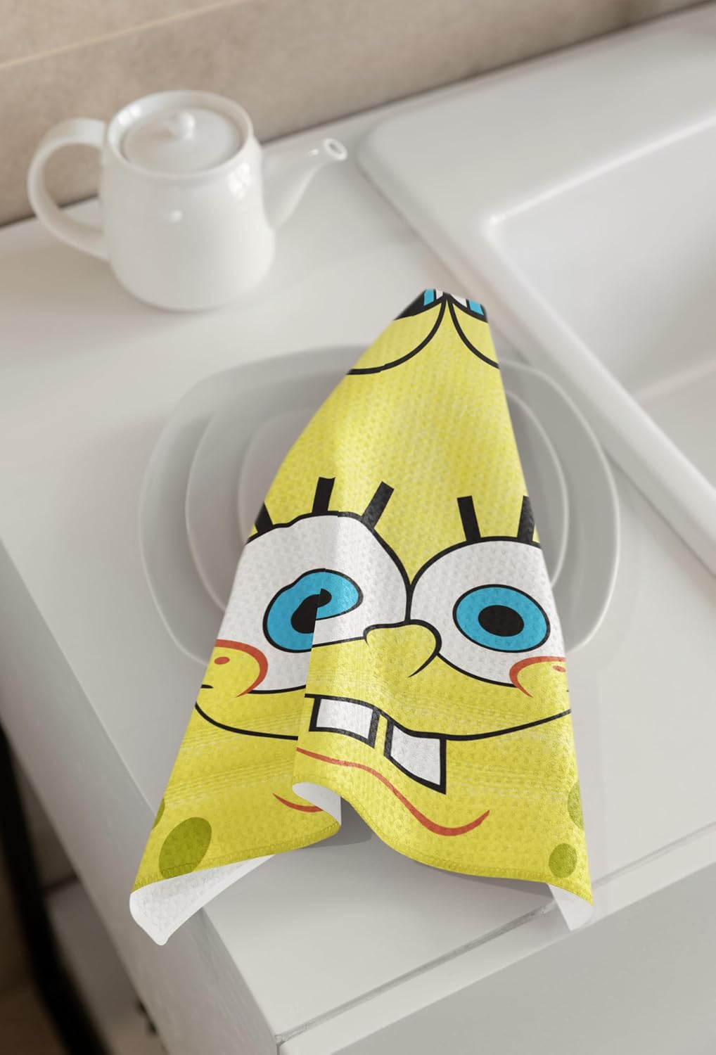 Spongebob Hand Towel | Sponge Bob Towel | Spongebob Kitchen Towel | Sponge Bob Bathroom Towelset | Yellow | 23” X 13.5” | Officially Licensed