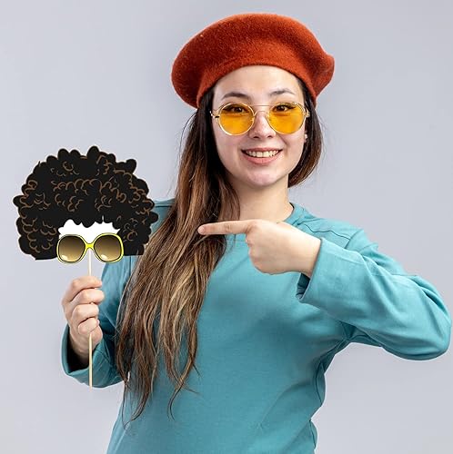 Miniatura 7 de Accesorios para cabina de fotos de los años 70, decoraciones temáticas de fiesta de discoteca de los años 70, 20 piezas con palos de madera para