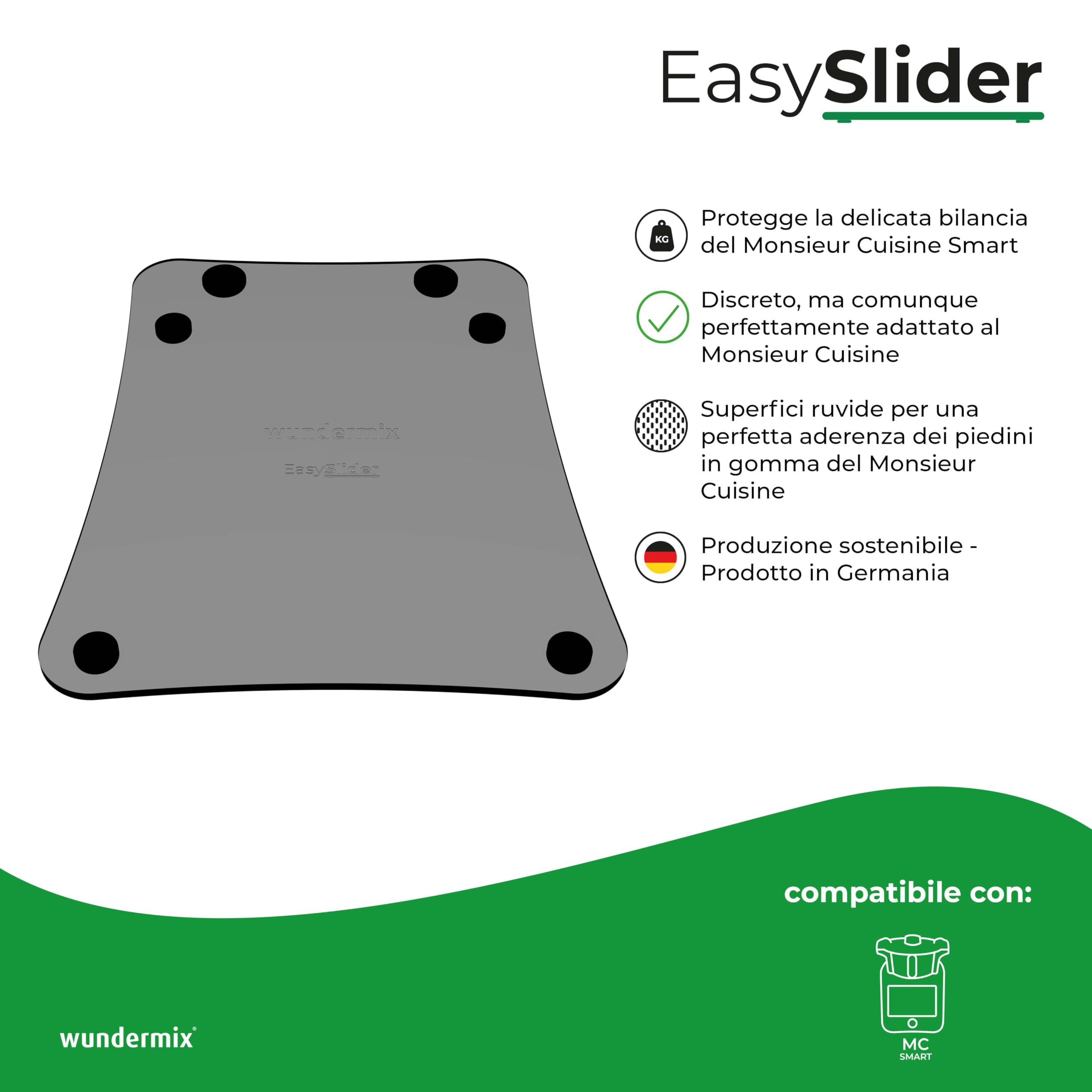 Wundermix - EasySlider Tavola scorrevole in vetro acrilico per Monsieur Cuisine Smart • Guida per robot da cucina Monsieur Cuisine • Piastra scorrevole per MC Smart • Base scorrevole Monsieur Cuisine