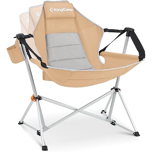 KingCamp Hammock Camping Chair, Swinging Portable Folding Camp Chairs for Adults Max 400lbs Heavy Duty Foldable Oversized Rocker with Aluminum Alloy Frame Cup Holder for Outdoor Beach Patio Sport