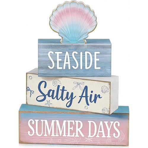 4 Pcs Seaside Beach Tiered Tray Decor Rustic Wooden Nautical