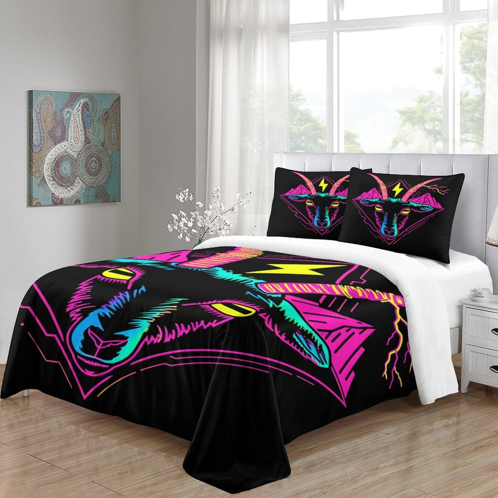 Stampato in 3D Pronipote tibetano Copertina Stampata Microfibra Disegnata Biancheria Da Letto Stile Morbido Con 2 Federe,Double（200x200cm）, Per Adolescenti E Adulti