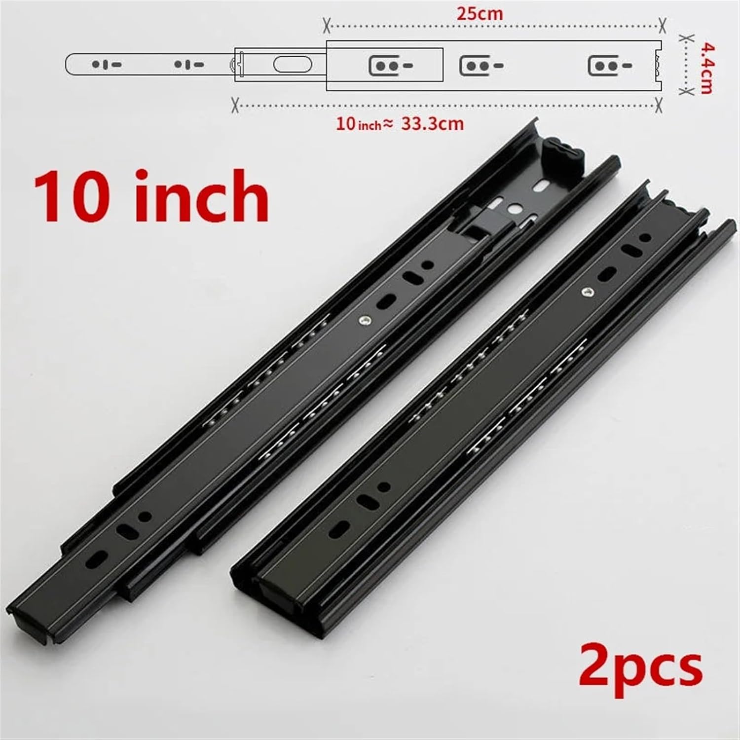 Push to Open Drawer Slides Full Extension handleless Side Mount Ball Bearing Metal Black Rails Track Guide Runners (10 inch)(Cold Rolled Steel,10inch (25cm))