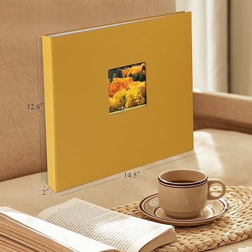 Miniatura 5 de 1DOT2 Álbum de fotos grande de 12 x 12 pulgadas con 3 anillos para manualidades, con 30 fundas de plástico, 60 páginas y cubierta de tela para