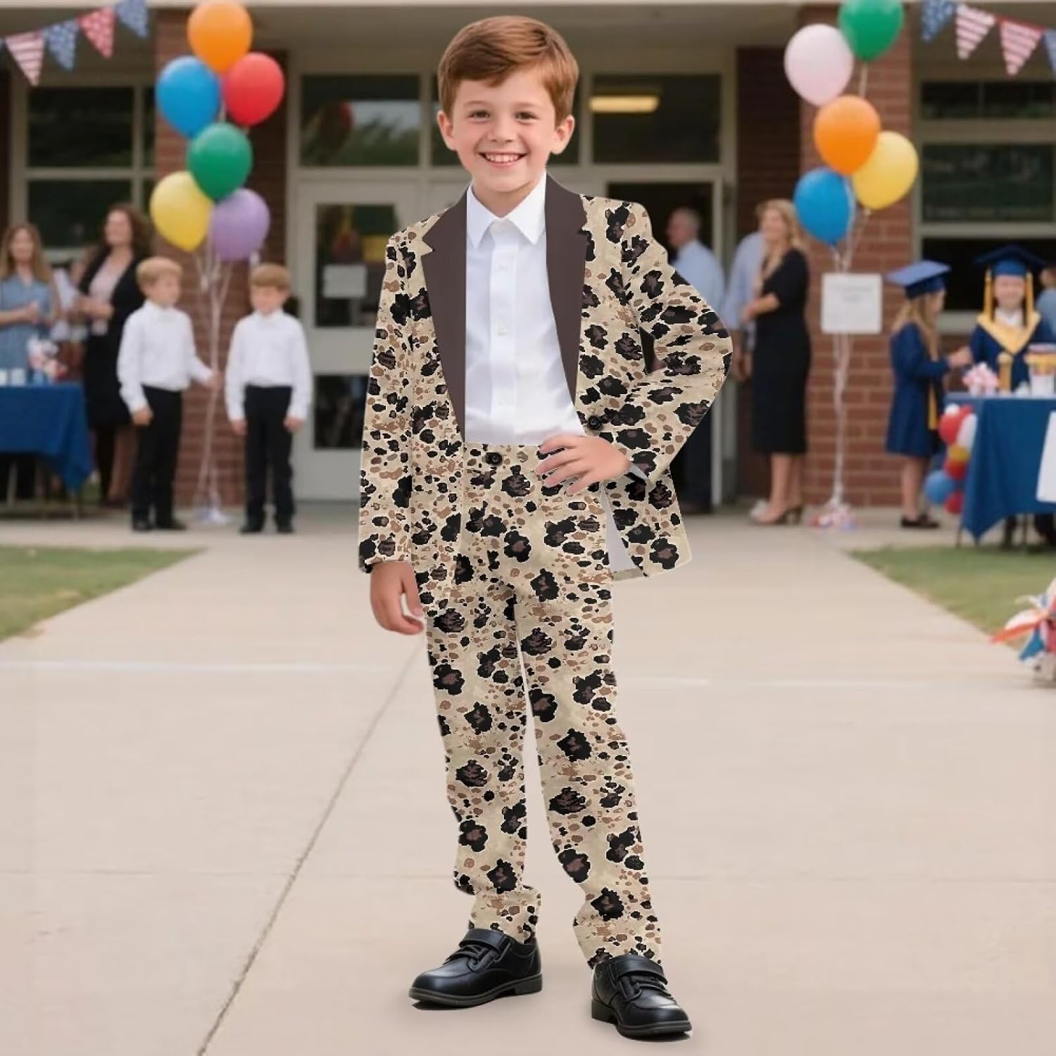 Suits Set for Boys Communion Wedding Ring Bearer Outfits Slim Fit V-Neck Blazer with Pants Dresswear for 6-14 Years