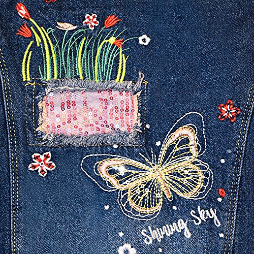 Image of Peacolate 2-11Y Little&Big Girls Sequin Outerwear Embroidery Denim Jacket