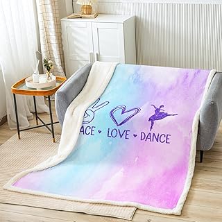 Homewish Dance Lovers Kids Throw Blanket,Colorful Tie-dye Dreamy Bed Blanket for Girls Boys Adults,Ballet Dancer Fashion Fleece Blanket,Blue Purple Romantic Fuzzy Blanket,Queen Size (90 x 90 Inches)