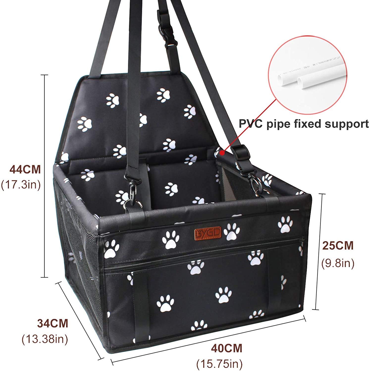BYGD Siège d'appoint pour Chien avec Tige de Support de nivellement, siège d'auto pour Chien adapté aux Animaux de Petite et Moyenne Taille.