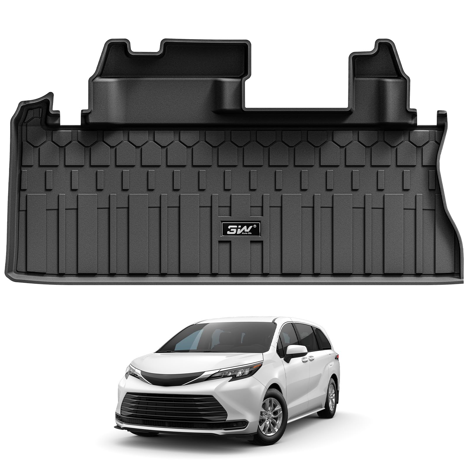 Photo 1 of 3W Cargo Mat Custom Fit for Toyota Sienna 2021-2026, TPE Trunk Mat for Sienna Car Accessories, Heavy Duty Cargo Liner (Only Fit Spare Tire)