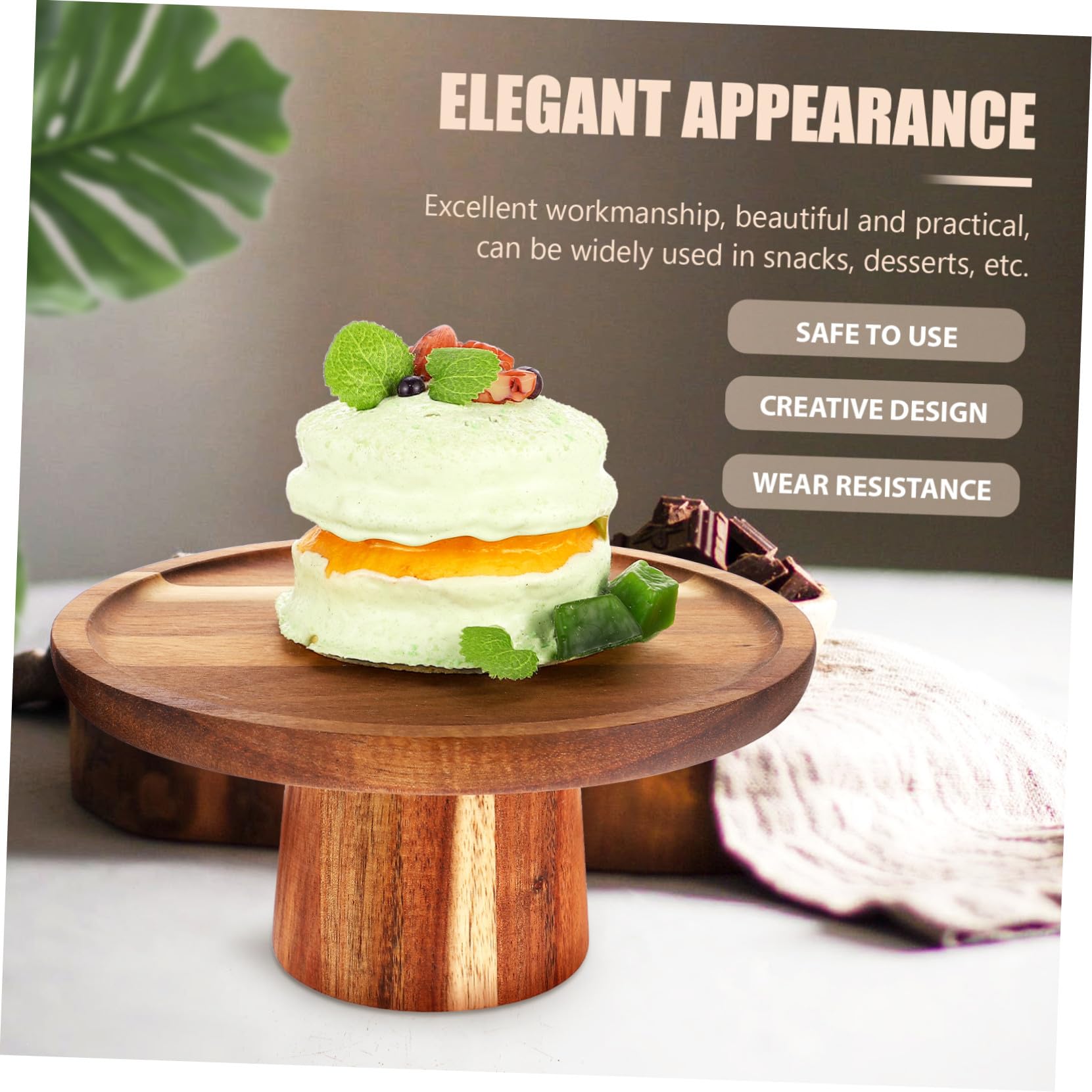 Yardwe Soporte para Pasteles de Base Alta de Madera de Acacia 20 Cm, Bandeja para Tartas y Postres para Fiestas y Hogar, Porta Cupcakes y Exhibidor Decorativo para Mesas Dulces