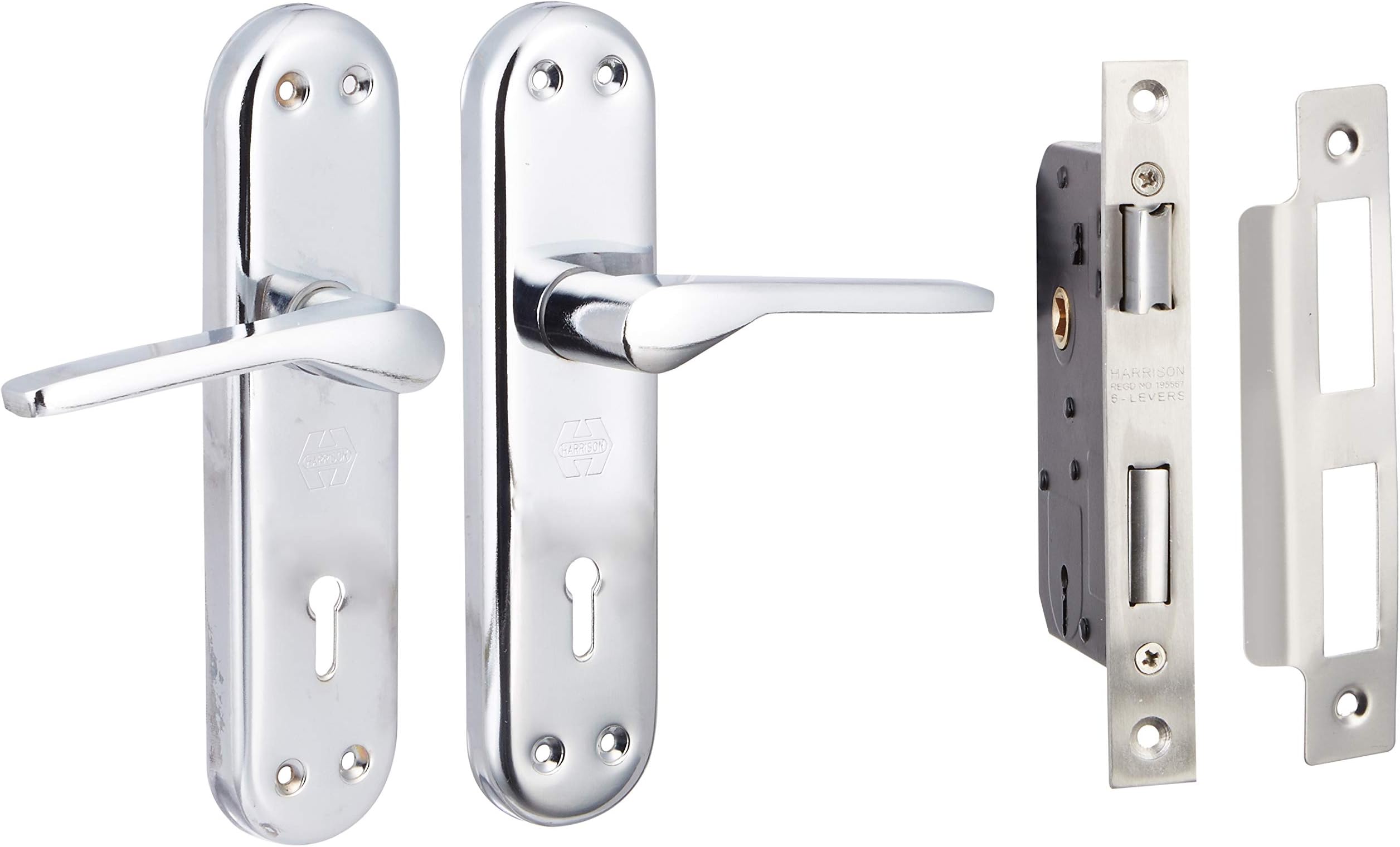 Harrison AK47-21601 Iron Economy Door Handle Set (Silver, 6 Lever, 3 Keys)