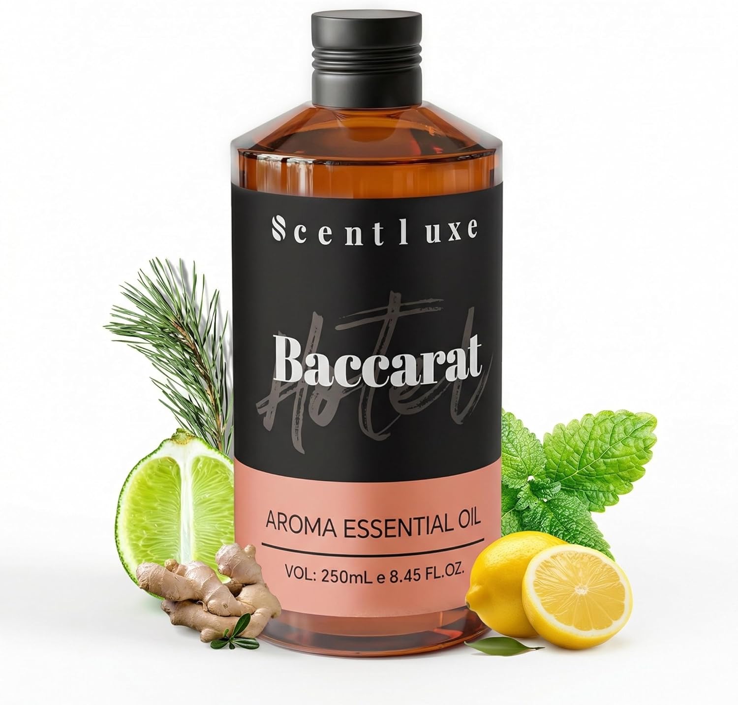 Hotel Scents Baccarat Diffuser Oil 8.45 Fl Oz (250ml), Home Luxury Aroma & Hotel Fragrance Essential Oil - for Aromatherapy Diffuser - Bigger Bottle, Longer Lasting Air Freshener