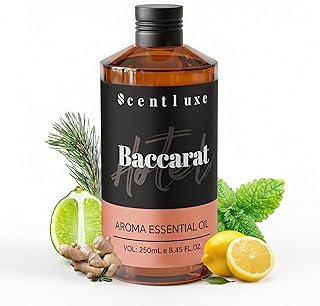 Hotel Scents Baccarat Diffuser Oil 8.45 Fl Oz (250ml), Home Luxury Aroma & Hotel Fragrance Essential Oil - for Aromatherapy Diffuser - Bigger Bottle, Longer Lasting Air Freshener