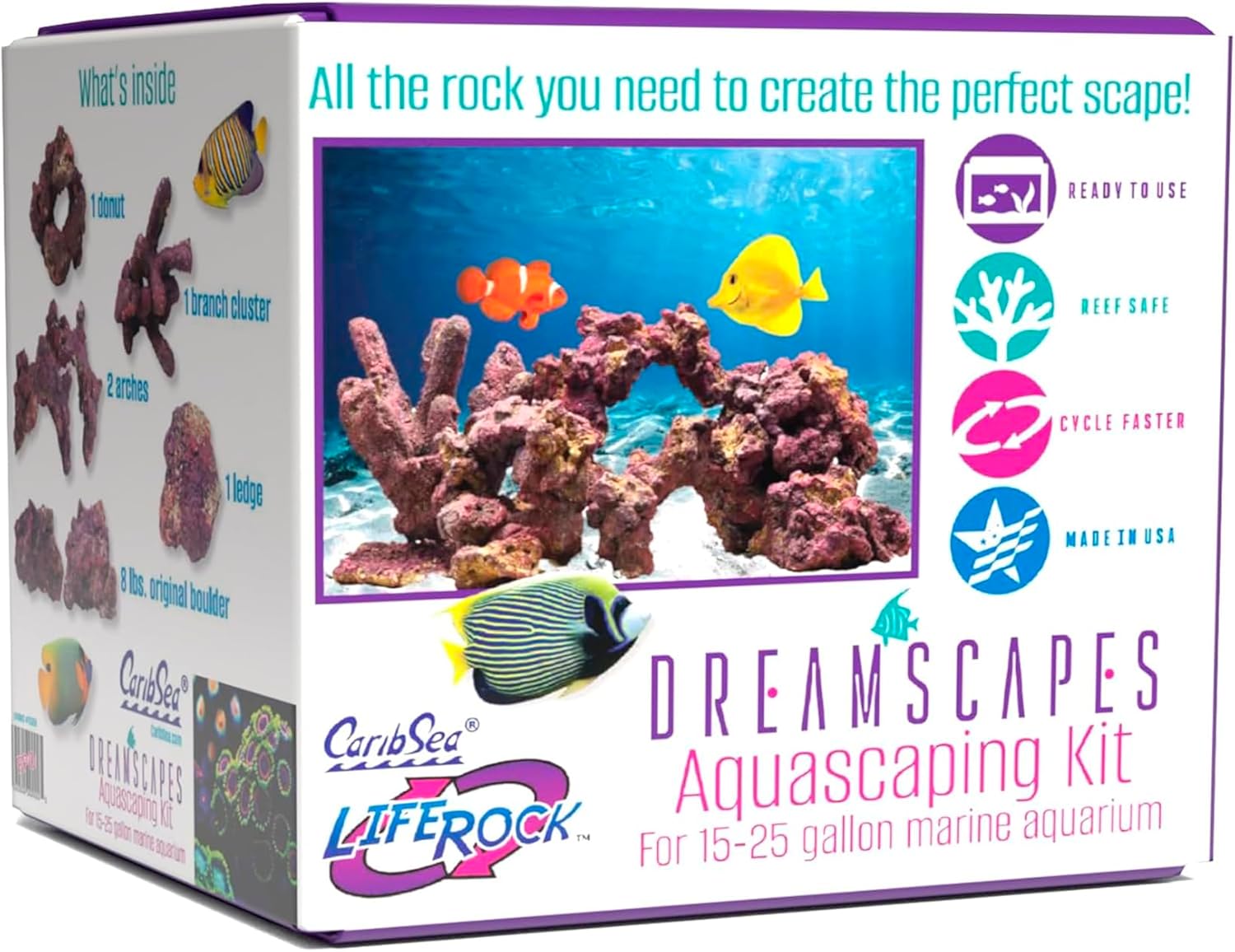 Carib Sea LifeRock Dreamscapes Kit - Aquascaping Rock Set for 15-25 Gallon Tanks, Natural Look & Porous Structure for Marine & Freshwater Aquariums 15-25 Gallon Tank Size